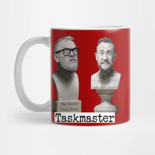 Taskmaster statues with text - Greg Davis & Alex Horne - sticker, card, cushion, socks Mug